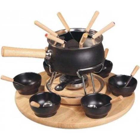 Fonduta esmaltada negra opaca set de 25 piezas Eva