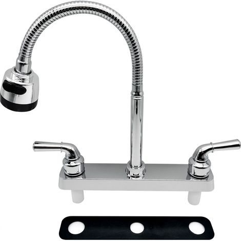 Remplacement de robinet de camping-car, évier de cuisine avec bec flexible de pulvérisateur rotatif à 360 degrés, ensemble de salle de bain pour camping-cars, camping-cars, remorques de voyage.