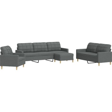 Maison Exclusive - Set di Divani 4 pz con Poggiapiedi Grigio Scuro in Tessuto (1/5)