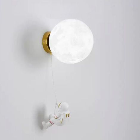 Indoor LED wall light, astronaut wall light for children's room, moon-shaped lampshade, G9 wall light for children's room, white light (1/5)