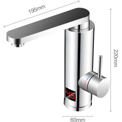 Robinet de cuisine avec chauffe-eau électrique 220 V, rotation à 360 degrés, eau chaude et froide, écran d'affichage LED. (1/5)