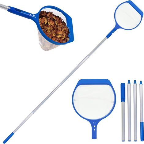 Épuisette de piscine à mailles fines - 141,7 cm Accessoire avec manche télescopique Kit nettoyage pour piscine, spa, étang, algues, pataugeoire (C) c (1/5)