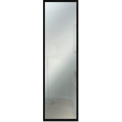 Lupia Specchio da parete moderno 34x114 cm Mirror OPTICAL Nero, con cornice nera sottile in legno, design lungo, specchiera per camera da letto, soggiorno, ingresso, verticale (1/4)