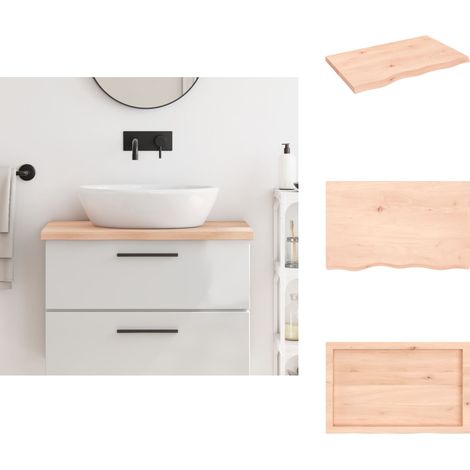 Comptoir de salle de bain 80x50x(2-4) cm bois massif non traité - Comptoir Salle De Bain - Comptoir Bois - Plan De Travail Salle De Bain - Meuble Lavabo - Chêne Massif (1/5)