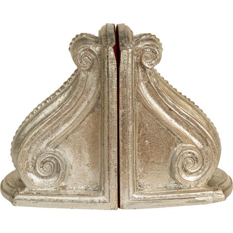 Pair of bookends in antique silver finish wood Made in Italy