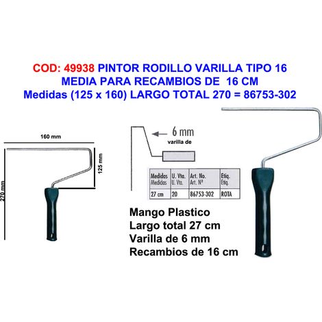 Pintor Mango Varilla Rodillo Media 16125x160 Largo 27086753-302