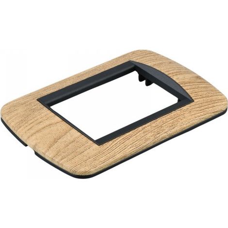 Placca Plastica Ovale MBL 3M Legno Chiaro Compatibile Bticino Living BLN88304