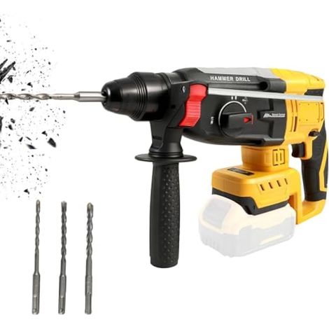 Marteau perforateur rotatif sans fil pour Dewalt 20 V, sans balais SDS-Plus avec 4 fonctions, poignée auxiliaire à 360°, 3 forets pour béton, mur de brique, métal (sans batterie) (1/5)
