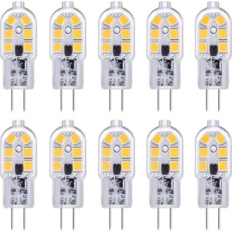 pair Ampoule Hotte Aspirante G4 LED 12V 2W Blanc Froid 6000K, 200LM, Équivalent Halogène G4 Bi-pin , LED Lampe G4 12V AC/DC pour Camping Car/Hotte Cuisine, non-dimmable, lot de 10 [Classe énergétique (1/5)