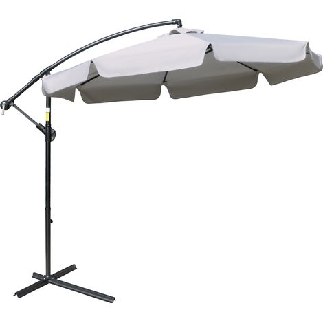 Outsunny Ombrellone da Giardino Ø2.7x2.7m a Braccio Apertura a Manovella Grigio