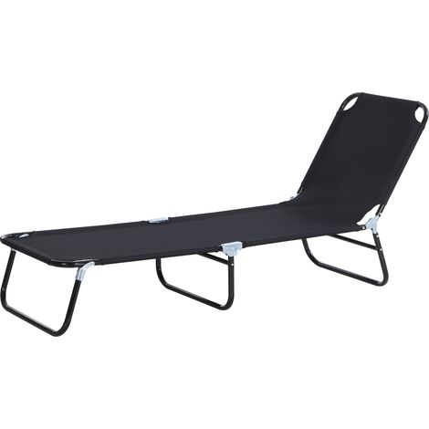 Lettino Prendisole da Giardino Pieghevole 188x56x28cm in Acciaio e tessuto Oxford Nero (1/5)