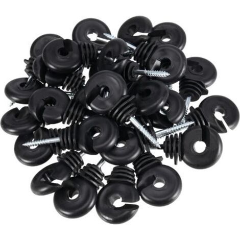Set of 100 black 8.4 cm electric fence insulators for electric fencing (1/5)