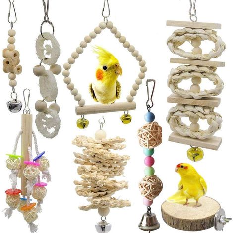 8 Pcs Non-toxic Bird Chew Toys, All-round Exercise Cage Accessories for Parrots & Small Birds (1/4)
