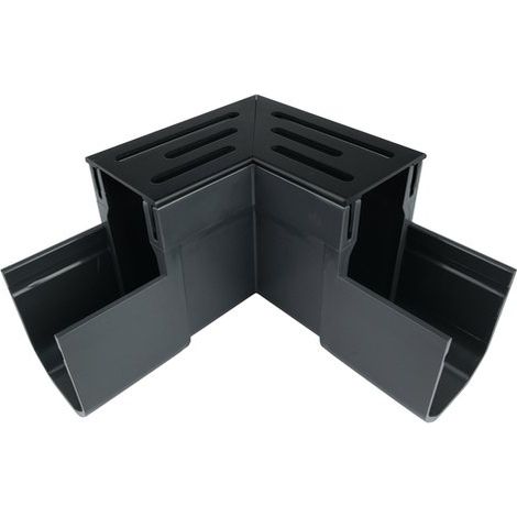 Pièce d'angle pour caniveau linéaire étroit, noire, 155 x 155 mm À l'unité Canal de drainage (1/5)