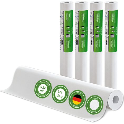 Veluxis® Papier peint intissé 10,05 m x 0,53 m - (Enduit fin, lot de 4) - à peindre, respirant et de haute qualité - revêtement mural fabriqué en Allemagne