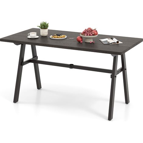 COSTWAY 150x75cm Rustproof Outdoor Patio Table Zinc Aluminum Alloy Brown