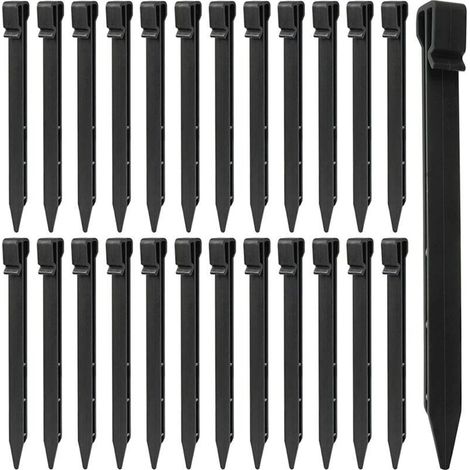 LATERN 25 Pièces Piquets de Sol en Plastique, 25CM Piquets de Bordure de Paysage Robustes Piquets de Tente Pointes d'ancrage pour Tentes Planche Terrasse Bordure Pelouse Jardin Extérieur (Noir)
