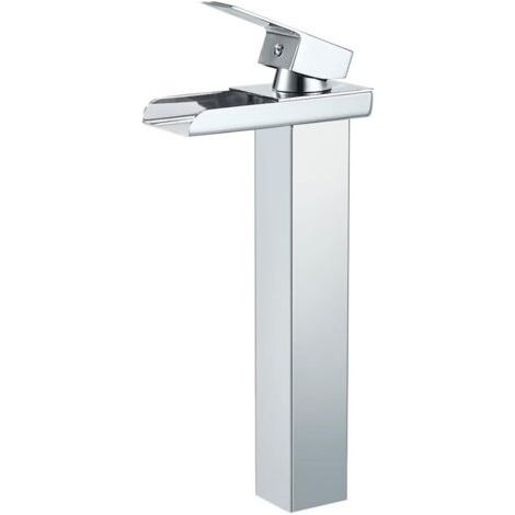 Mitigeur Lavabo Cascade Chromé Robinet Salle de Bain Bec Haut Moderne Eau Froide Chaude (1/4)