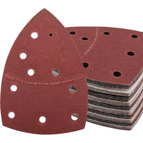 Lot de 50 feuilles abrasives 100x150 mm – 5 grains K40/K80/K120/K180/K240 – Pour ponceuses à paume et multifonctions – Système Velcro