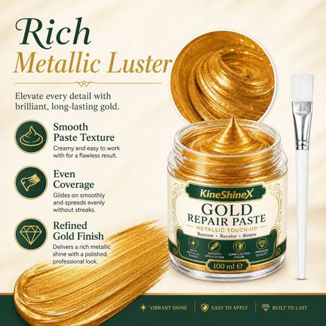 KineShineX Gold Ausbesserungscreme für Möbel, Bilderrahmen, Skulpturen, Metalldekorationen, Restaurierung, Farbauffrischung, Kratzer (1/5)