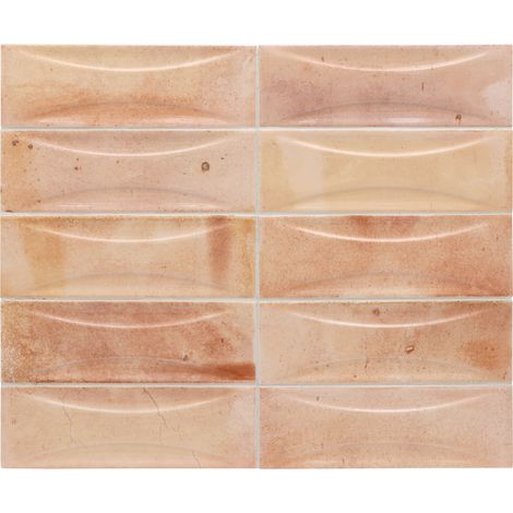 Carrelage mural faïence effet rustique THANGLONG Arco 20x6.5cm Pink - Brillant - boîte de 0.50 m2 Arco 20x6.5 cm Pink - Brillant / Poli - boîte de 0.
