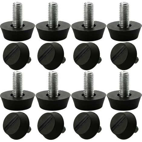 Lot de 16 pieds de nivellement réglables pour meubles M6 x 14 x 20 mm, protections de sol pour pieds de chaises et de canapés