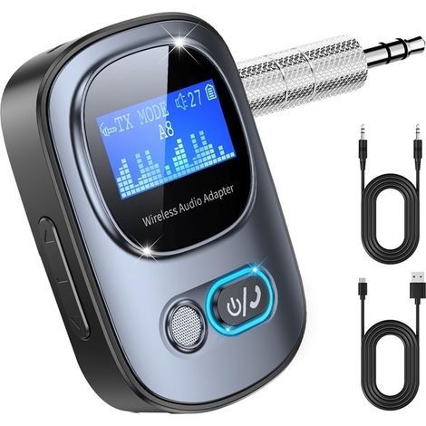 Émetteur-récepteur Bluetooth 5.3 avec affichage LED pour TV/PC/voiture/chaîne stéréo (1/5)