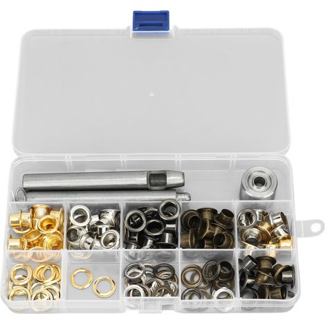 Coffret d'œillets 8HZ 20t/8mm de hauteur avec œillets et boucles électroplaqués, coffret d'outils pour lacets, ceintures et œillets (1/5)