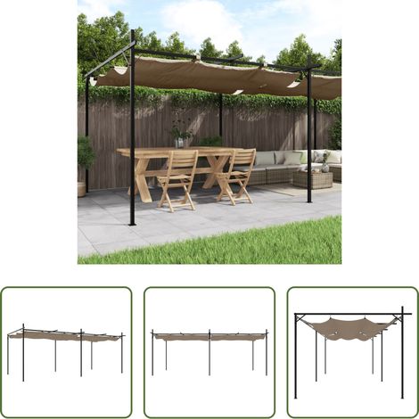 vidaXL Toit rétractable - Pergola avec toit rétractable taupe 589x292x230 cm (1/5)