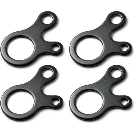 Tensor de lona de tienda de campaña de aluminio negro，juego de 4 tensores de cable de tres orificios，diseñado para usar con Paracord 550