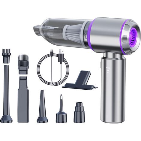 Aspirateur à main sans fil – Aspirateur pour voiture à 3 vitesses avec filtre lavable – Mini-aspirateur rechargeable, portable et léger – Pour voitures, maisons, cuisines et poils d'animaux (1/5)