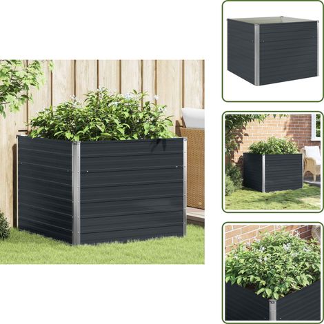 Hochbeet Anthrazit 100 x 100 x 77 cm Verzinkter Stahl - Hochbeet - Anthrazit - Stahltank - Gartengeräte - Blumengarten (1/5)