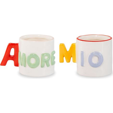WD LifeStyle Set 2 Tazzine Caffé in Stoneware 100 Ml Decoro Amore Mio (1/2)