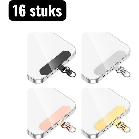 16 pièces - Plaque pour câble de téléphone portable - Plaque de montage rotative à 360° - Adaptateur de chaîne métallique pour téléphones portables (câble non inclus plaque uniquement) (1/5)