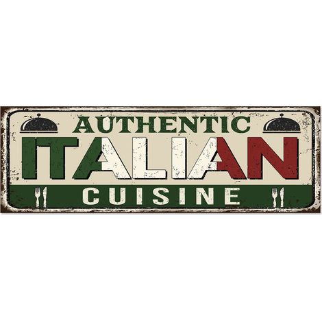 Lupia - Quadro moderno Canvas World ITALIAN CUSINE 20x60 cm, Stampa su Tela, Telaio in Fibra di Legno, Stampa Stile Vintage, Decorazione Cucina Sala da Pranzo bar hotel ristorante pizzeria, Retrò (1/4)