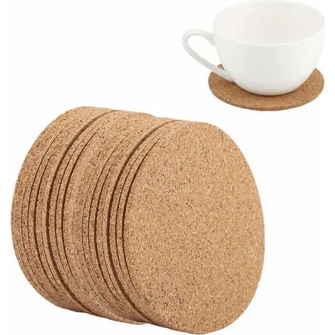 Dessous de Verres Bois Sous-verres en Liège Naturel Coaster Tasse À Café Tapis Absorbant Vaisselle Pad pour La Maison Bar Café De Mariage Table Accessoires(100pcs) (1/5)