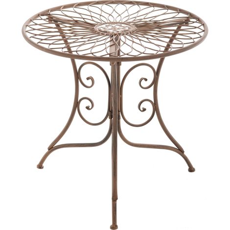 Table d’appoint en fer style antique marron 55 x 52 cm 100008833 (1/2)