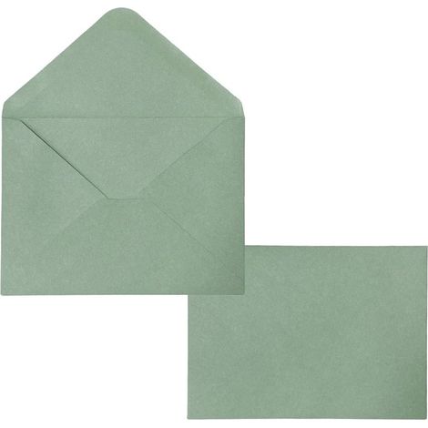 Irovami 50 enveloppes A7 vert sauge 5×7″ – Rabat V, papier épais, invitations – Idéal pour mariage, anniversaire, faire-part