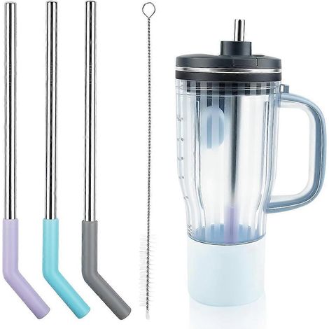 Paille pour Ninja BlendBoss personnel smoothie mixeur gobelet réutilisable acier inoxydable avec brosse de nettoyage (1/5)