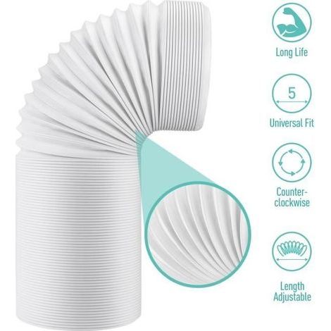 Tubo flessibile di scarico in PP per condizionatore portatile (diametro 13 cm), kit universale per estrattore d'aria, lunghezza 32-150 cm. (1/4)