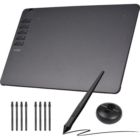 VINSA T1161 Grafiktablett, ultradünn, für kreatives Zeichnen und Skizzen, mit batterielosem Stift, 8 Ni-2-Zellen-Akku
