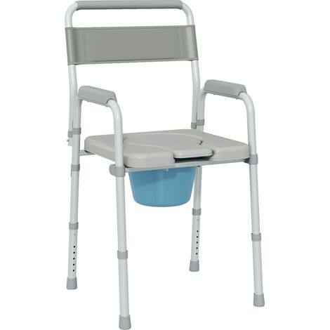 Chaise percée pliable antidérapante, hauteur réglable, assise et accoudoirs rembourrés, charge max 150 kg, Gris (1/5)