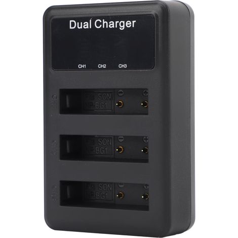 Chargeur de batterie 3 pièces pour appareil photo numérique NP BG1 Micro USB avec affichage LCD de la charge, idéal pour les voyages. (1/5)