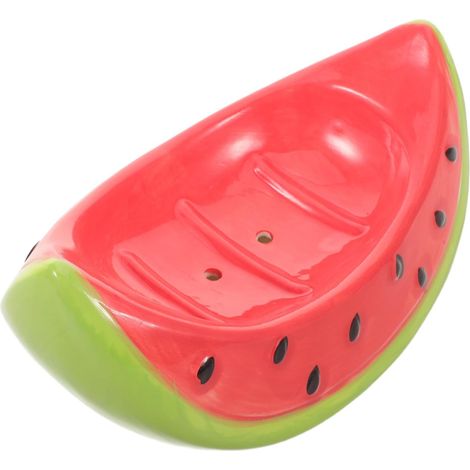 Self-Draining Watermelon Ceramic Soap Dish for Kitchen Sink, Decorative Accessory That Keeps Soap Dry and Elegant (1/5)