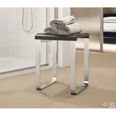 Tabouret de douche NOVELLINI en aluminium anodisé-Noir-Noir-- (1/4)
