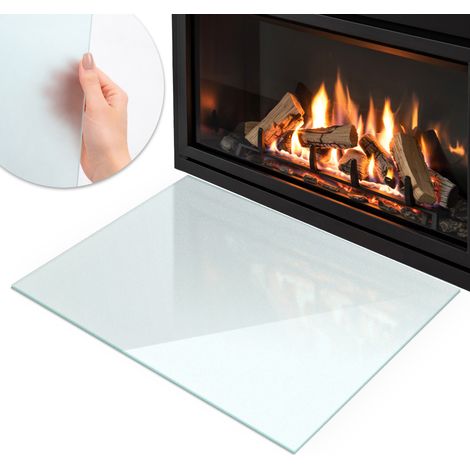 Protection Anti-étincelles 120x80 cm Verre Satiné Pare-étincelles Contre les Étincelles Semi-Transparent Bords Polis Résistant à la Chaleur Protecteur de Sol Anti-Salissures