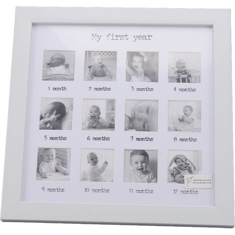 Cadre photo pour la première année de bébé (12 mois) - Cadre photo mensuel pour nouveau-né - Souvenir de bébé (1/5)