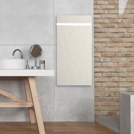 Sèche-serviettes à inertie TACTILO Vertical Blanc Quartz 1000W - Valderoma BZ10BLA (1/2)