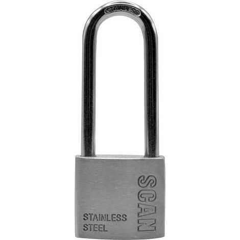 Scan ZB111-38L Stainless Steel Padlock 38mm Long Shackle SCAPLSS38LS