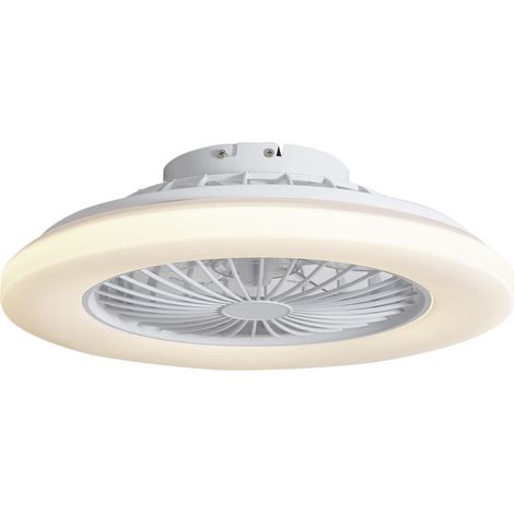 QAZQA Ventilatori da soffitto clemo - Moderno - Plastico - Bianco - Tondo (non sostituibile) LED Max. 1 x 48 Watt